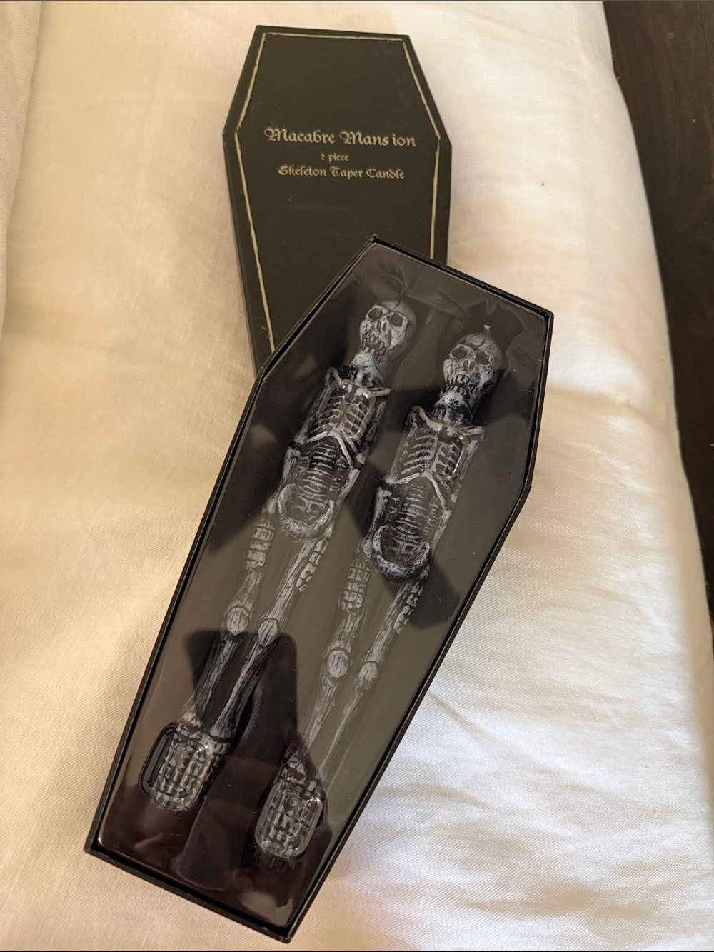 Black & White Skeleton Taper Candles - 2 Piece